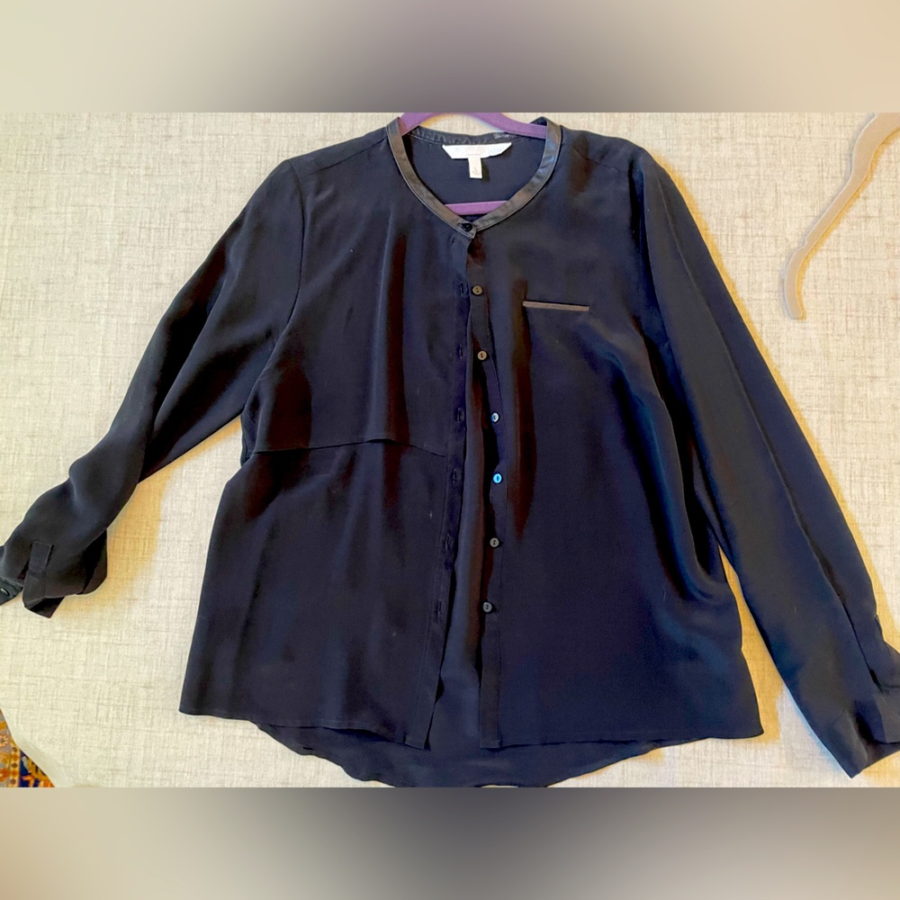 David Baker Silk and Leather Blouse